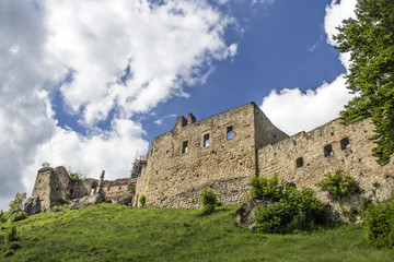 ruins of gothic reinessance Kamieniec castle, Korczyna, Odrzykon, Krosno, Poland
