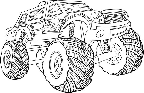 black and white vector illustration of car on white background. isolated picture