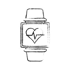 heart rate wrist monitor fitness band icon image vector illustration design  sketch style