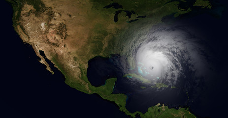 Extremely detailed and realistic high resolution illustration hurricane milton slamming into Florida. Shot from space. Elements of this image are furnished by Nasa.