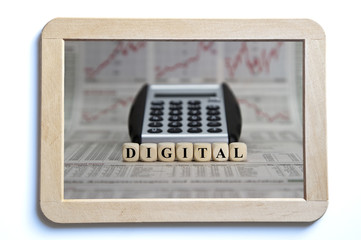 digital word built with letter cubes