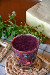 Healthy fresh smoothie with blueberry and banana fruits