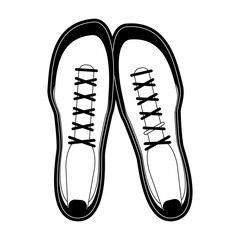 sneakers topview fitness related icon image vector illustration design  black and white