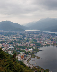 Obraz premium Village by the Kawaguchi lake. Japan.