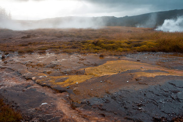 Iceland, valley of geysers, springs of hot geothermal water
