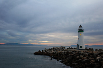 Santa Cruz Breakwater Light (Walton Lighthouse), Pacific coast, California, USA