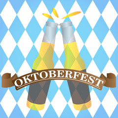 Pair of bottles on a textured background, Oktoberfest vector illustration