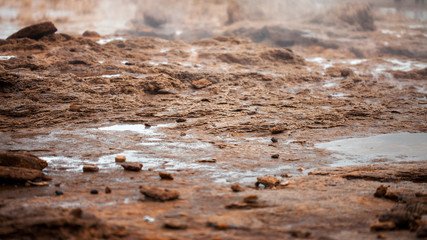 Iceland, valley of geysers, springs of hot geothermal water