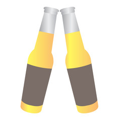 Pair of beer bottles on a white background, Vector illustration