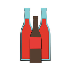 soda bottles with red label icon image vector illustration design 