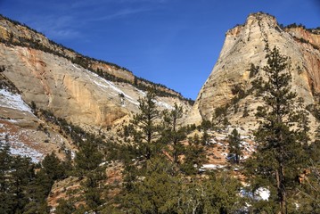 Dusting of Snow on the Sandstone of East Zion