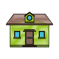 family house or home green classic icon image vector illustration design 