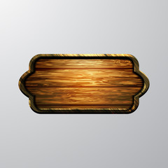 Vector realistic illustration of wooden signboard