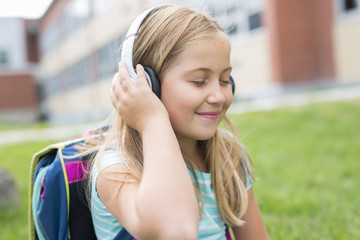 nine years old girl student at school