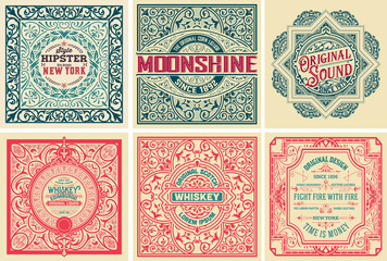 Pack of 6 old cards and labels