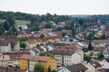Fototapeta na wymiar Auf der Schwäbischen Alb - Stadt-Panorama Giengen an der Brenz 
