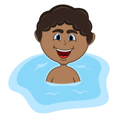 Boys swim cartoon