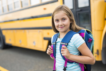 nine years old girl student at school