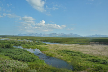 Fototapeta na wymiar Tundra in the Polar Urals and the Main Ural Range.
