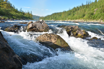Threshold on the river of the Polar Urals.