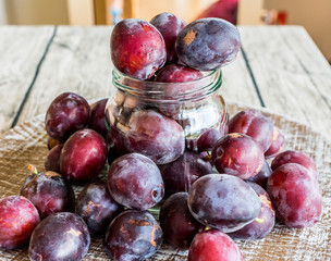 Plums in a jar