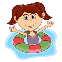 Girls swim cartoon