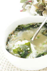 korean food, rice in seaweed soup