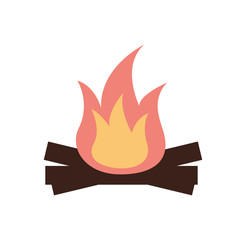 hot and warm bonfire flame wooden vector illustration