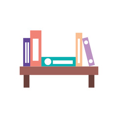 wooden bookshelf folder book literature office vector illustration