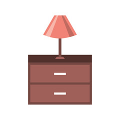 table lamp wooden drawers furniture for room vector illustration