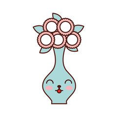 bunch of flowers in a vase decoration interior vector illustration