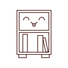 library wooden bookcase of stacked books standing on bookshelves style vector illustration