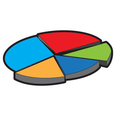 Fototapeta premium Isolated data pie chart on a white background, Vector illustration