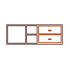 wooden cabinet and shelf furniture empty vector illustration