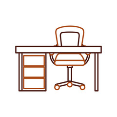 wooden desk and armchair furniture work elements vector illustration