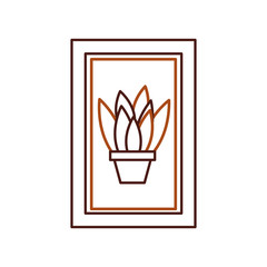 wooden frame with houseplant in vase decoration interior vector illustration