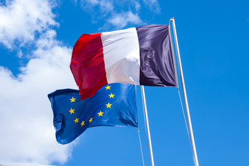 French and European union flags