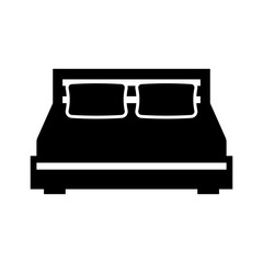 double bed and pillow with blanket bedroom furniture vector illustration