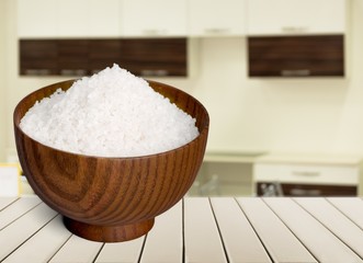 Salt wooden bowl.