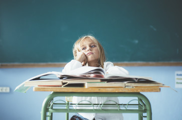 Bored girl in classroom