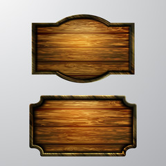 Naklejka premium Wooden signs, vector icon set