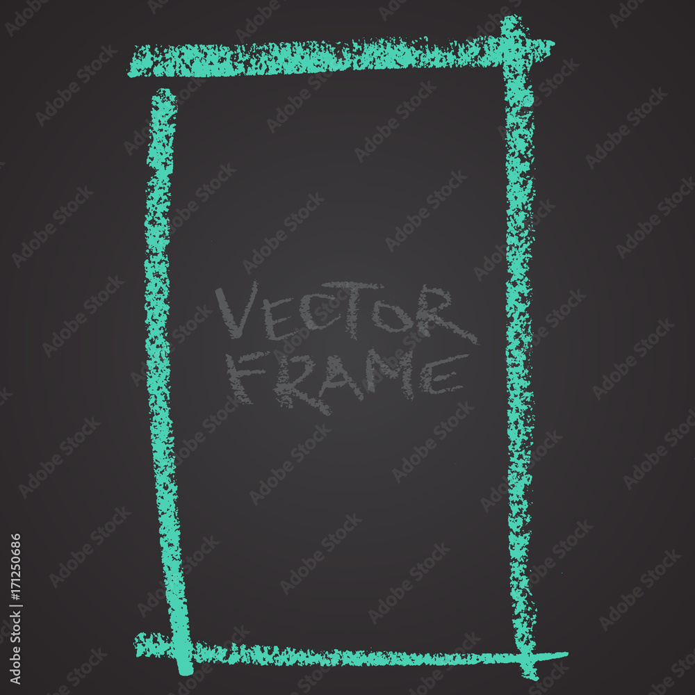 Poster frame drawn with a crayon. wax crayon empty shape. lvector image of hand drawn stroke frame. green s