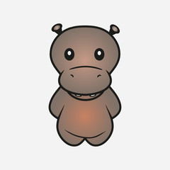 Hippo cartoon. Hippopotamus. Animal. Sample for soft toys. Print for clothes, t-shirts. Vector illustration.