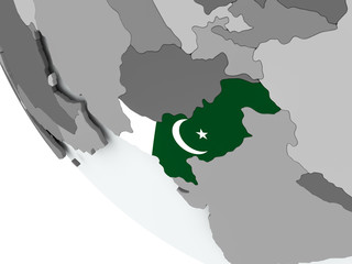 Flag of Pakistan on political globe