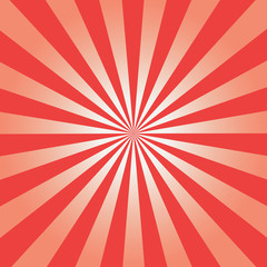 Comic background. Red Sunburst pattern. Vector illustration.