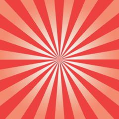 Comic background. Red Sunburst pattern. Vector illustration.