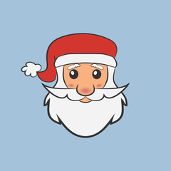 Santa Claus face. New Year and Christmas style print. Vector illustration.