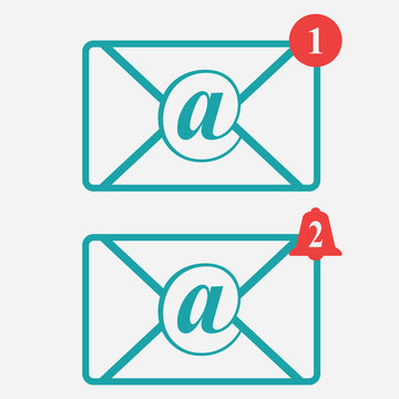 Email envelope with notification. Vector illustration.