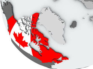Flag of Canada on political globe