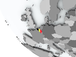 Flag of Belgium on political globe